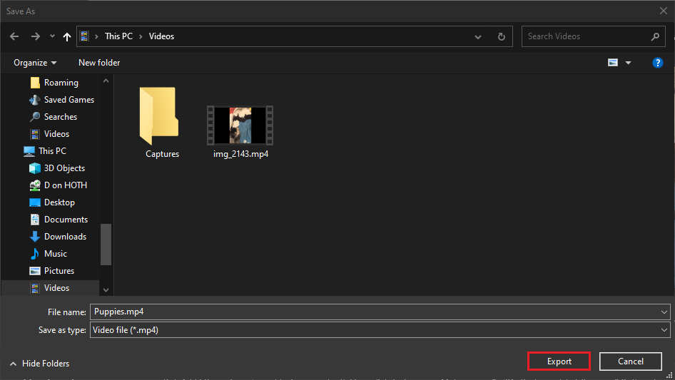 Exporting the video