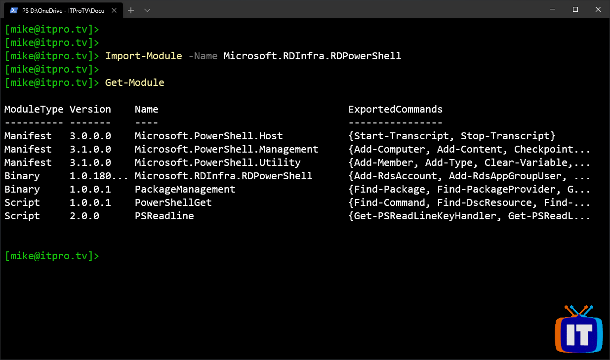 Importing the RDPowerShell module in Windows PowerShell